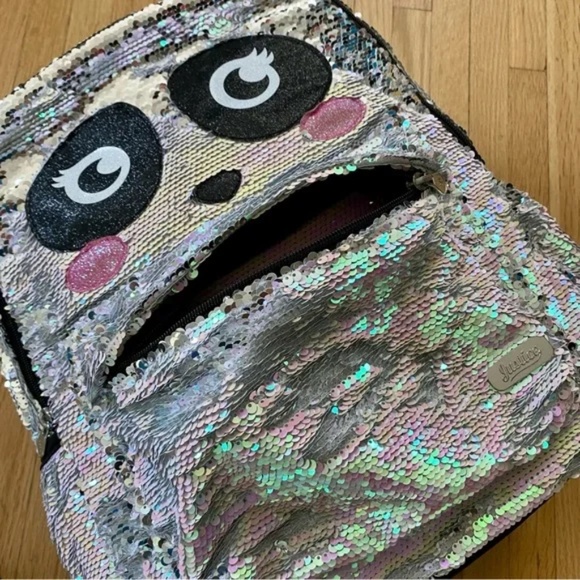 Justice Sparkle Panda Sequin Flip Backpack – Big Eyes Face Design - Picture 5 of 10